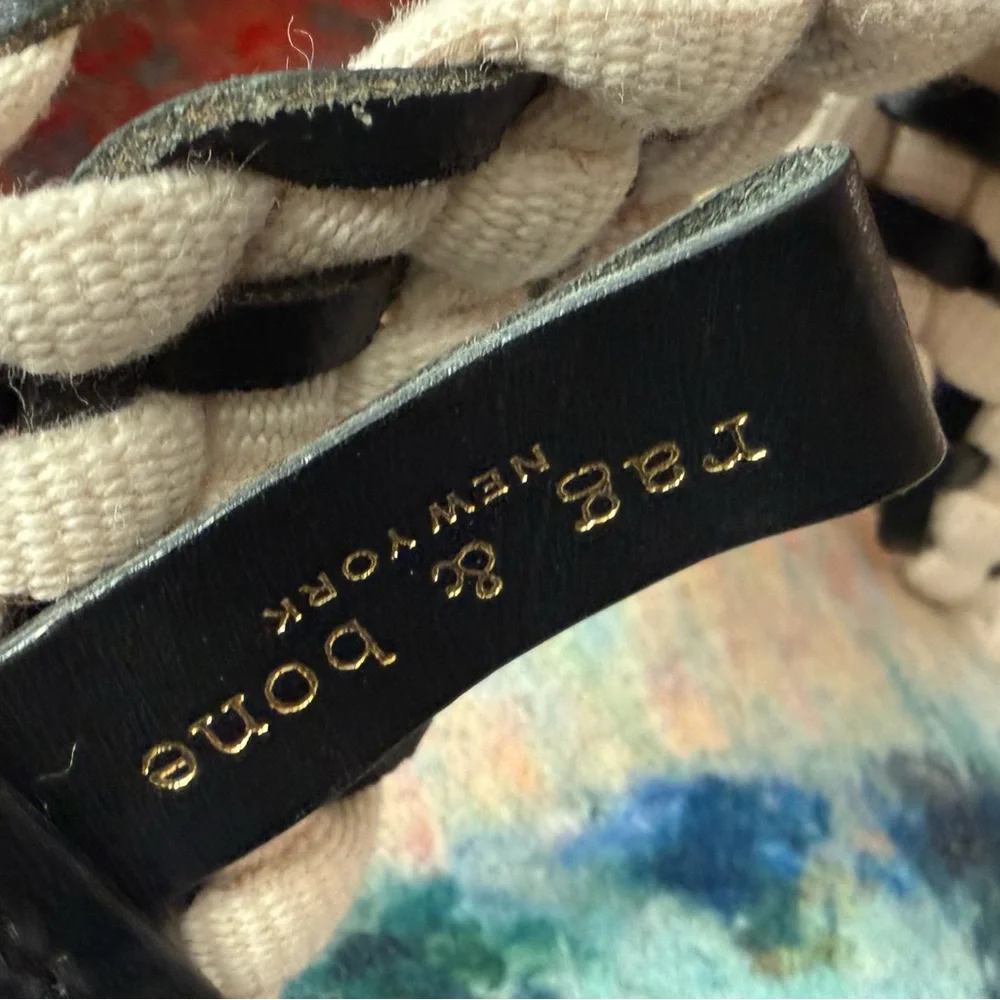 rag & bone Boyfriend Black and White Braided Leather-Trim Belt